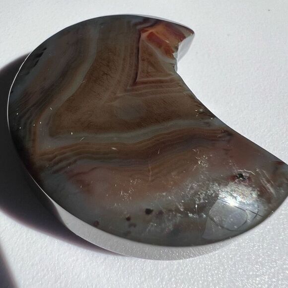 Brown Banded Agate Crystal Moon‎ Carving - Picture 8 of 13